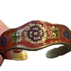 Brass Cuff bracelet l Enamel Cuff Bronze bracelet Gold Red Purple Blue Vintage